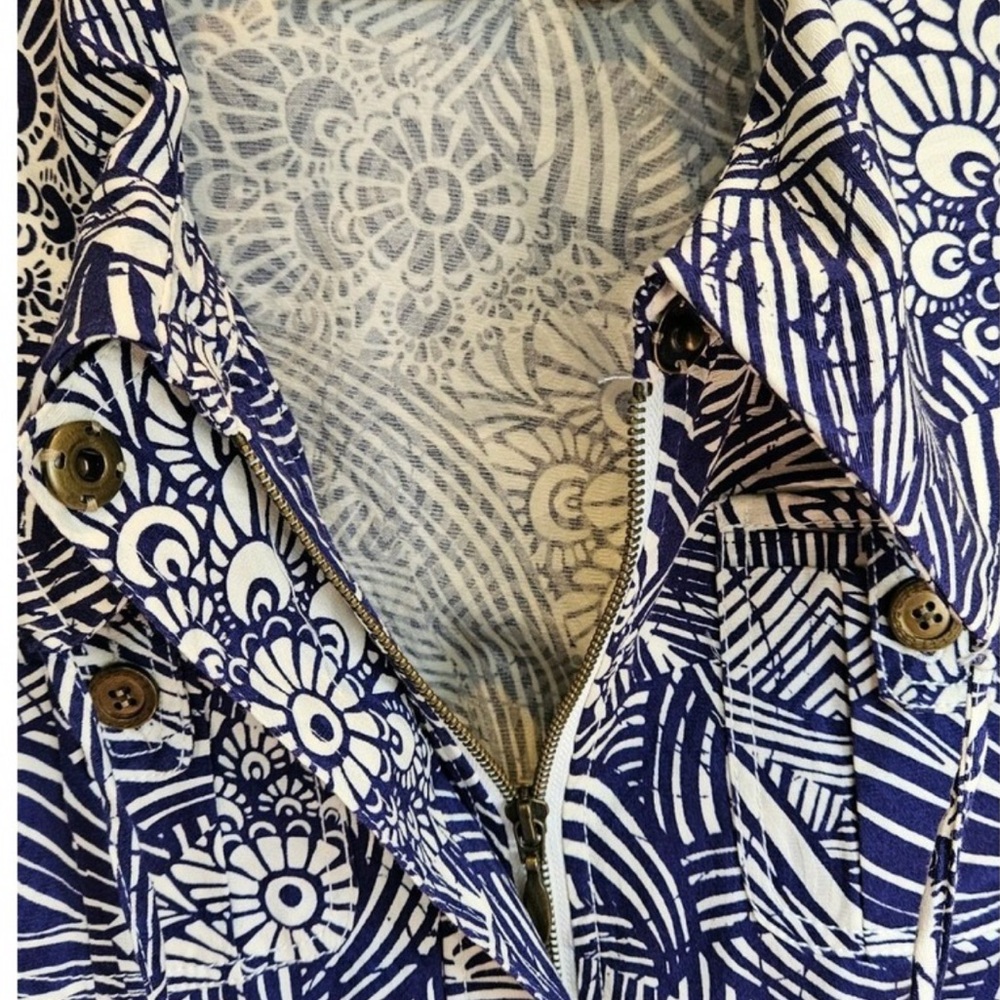 Coldwater Creek Blue Printed Floral Jean Jacket - Picture 3 of 7